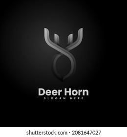 Vector Logo Illustration Deer Horn Gradient Colorful Style.