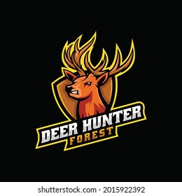 Vector Logo Illustration Deer Hunter E Sport and Sport Style.
