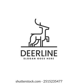 Vector Logo Illustration Deer Line Art Style