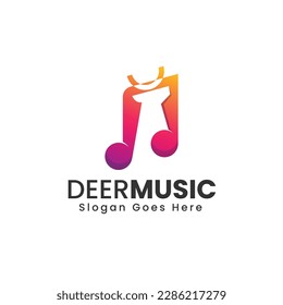 Vector Logo Illustration Deer Music Gradient Colorful Style