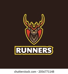 Vector Logo Illustration Deer Runner E Sport and Sport Style.