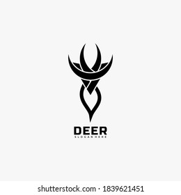 Vector Logo Illustration Deer Silhouette Style.