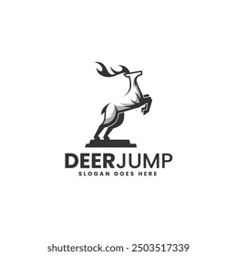 Vector Logo Illustration Deer Silhouette Style