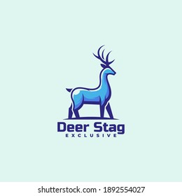 Vector Logo Illustration Deer Simple Mascot Style.