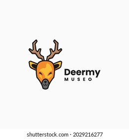 Vector Logo Illustration Deer Simple Mascot Style.