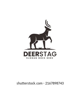 Vector Logo Illustration Deer Stag Silhouette Style