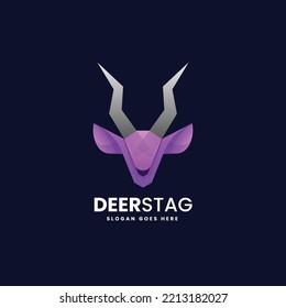 Vector Logo Illustration Deer Stag Gradient Colorful Style