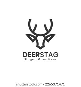 Vector Logo Illustration Deer Stag Line ART Style
