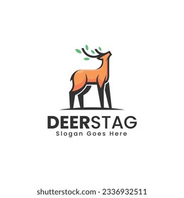 Vector Logo Illustration Deer Stag Simple Mascot Style