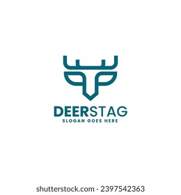 Vector Logo Illustration Deer Stag Line Art Style
