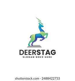 Vector Logo Illustration Deer Stag Gradient Colorful Style