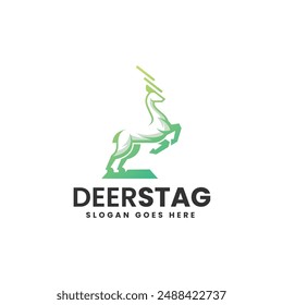 Vector Logo Illustration Deer Stag Gradient Colorful Style