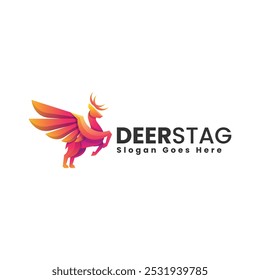 Vector Logo Illustration Deer Stag Gradient Colorful Style