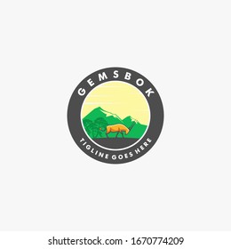Vector Logo Illustration Deer Vintage Badge Style.