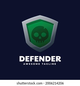 Logo Vector Ilustración Estilo Colorido Gradiente Defender.