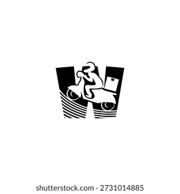 Vector logo illustration of delivery courier alphabet W letter background. Perfect for logistics companies, express delivery, shipping services, courier branding, and modern transportation identity.