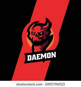 Vector Logo Illustration Demon E- Sport and Sport Style