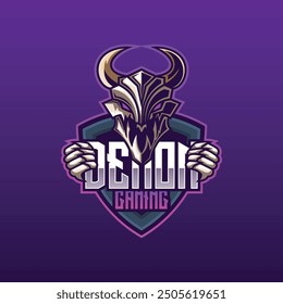 Vector Logo Illustration Demon E- Sport and Sport Style.