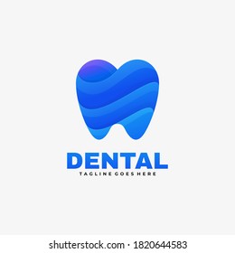 Logotipo vectorial Ilustración Gradiente dental de estilo colorido.