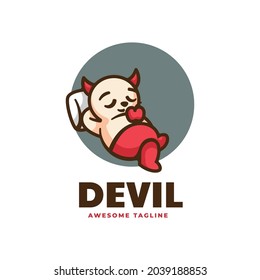 Vector Logo Illustration Devil Mascot Cartoon Style.