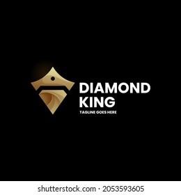 Vector Logo Illustration Diamond King Gradient Colorful Style.