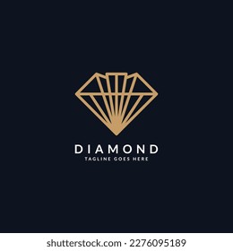 Vector Logo Illustration Diamond Line Art Style.