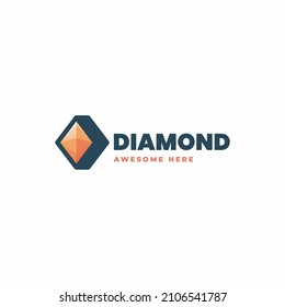 Vector Logo Illustration Diamond Simple Mascot Style.