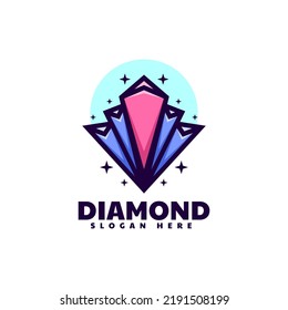 Vector Logo Illustration Diamond Simple Mascot Style.