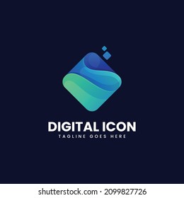 Vector Logo Illustration Digital Icon Gradient Colorful Style.