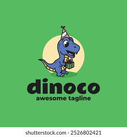Vector Logo Illustration Dinoco Mascot Cartoon Style