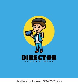 Vector Logo Illustration Director Mascot Cartoon Style.