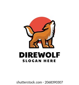 Vector Logo Illustration Direwolf Simple Mascot Style.