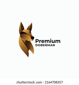 Vector Logo Illustration Doberman Gradient Colorful Style.