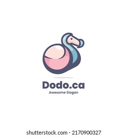 Vector Logo Illustration Dodo Bird Simple Mascot Style.