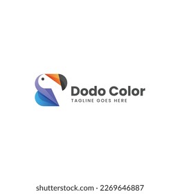 Vector Logo Illustration Dodo Bird Gradient Colorful Style.