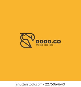 Vector Logo Illustration Dodo Bird Line Art Style.