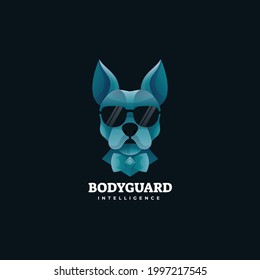Vector Logo Illustration Dog Bodyguard Gradient Colorful Style.