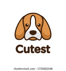 Vector Logo Illustration Dog Cute Cartoon Style.