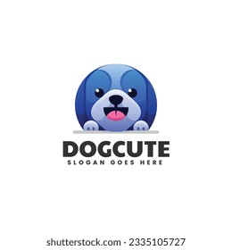 Vector Logo Illustration Dog Cute Gradient Colorful Style