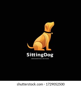 Vector Logo Illustration Dog Gradient Colorful Style.