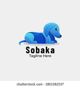 Vector Logo Illustration Dog Gradient Colorful Style.