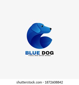 Vector Logo Illustration Dog Gradient Colorful Style.