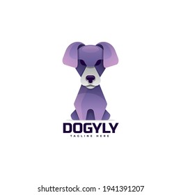 Vector Logo Illustration Dog Gradient Colorful Style.
