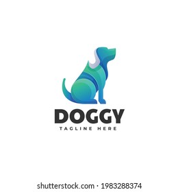 Vektorlogo Illustration Hund Farbverlauf-Stil.