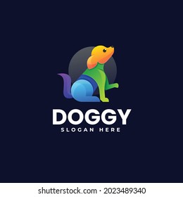 Vector Logo Illustration Dog Gradient Colorful Style.