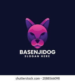 Vector Logo Illustration Dog Gradient Colorful Style.