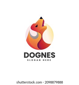Vector Logo Illustration Dog Gradient Colorful Style.