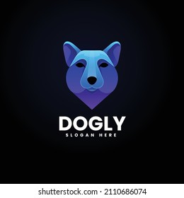 Vector Logo Illustration Dog Gradient Colorful Style.