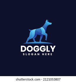 Vector Logo Illustration Dog Gradient Colorful Style 