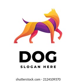 Vector Logo Illustration Dog Gradient Colorful Style.